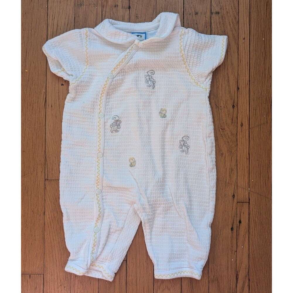 Baby Boys Yellow Animals Bees Button Up Romper Size 3-6 Months